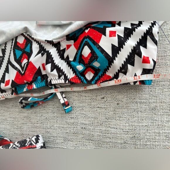 Becca by Rebecca Virtue Women's Aztec Flounce Strappy Cross Back Top Multi - Picture 16 of 16